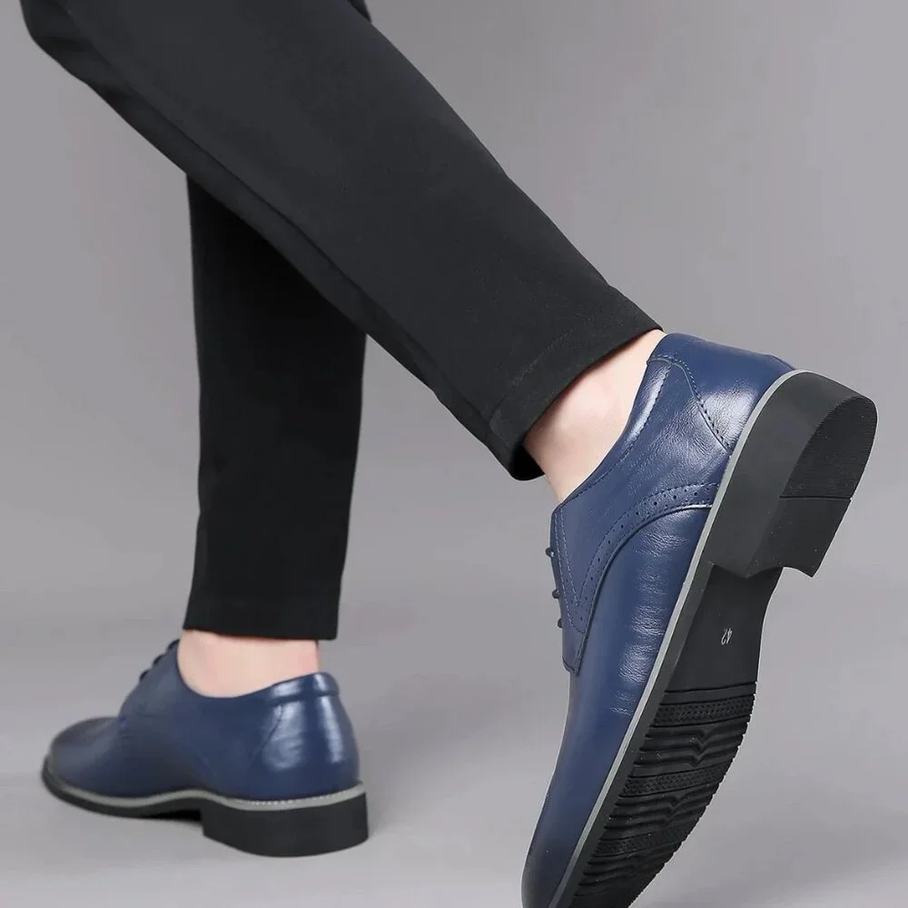Santimon Men's US 6.5-11 Blue Casual Brogues Derby Lace Up Classic‎ Dress Shoes